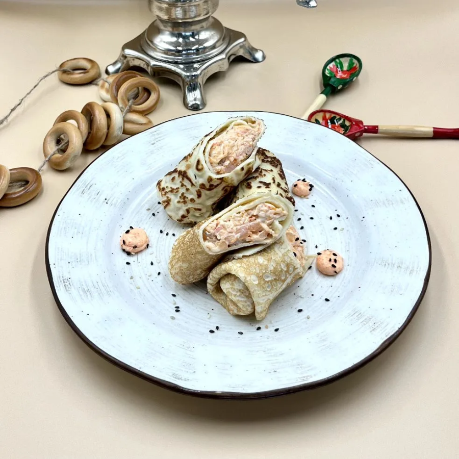 Блинчики с креветкой и снежным крабом